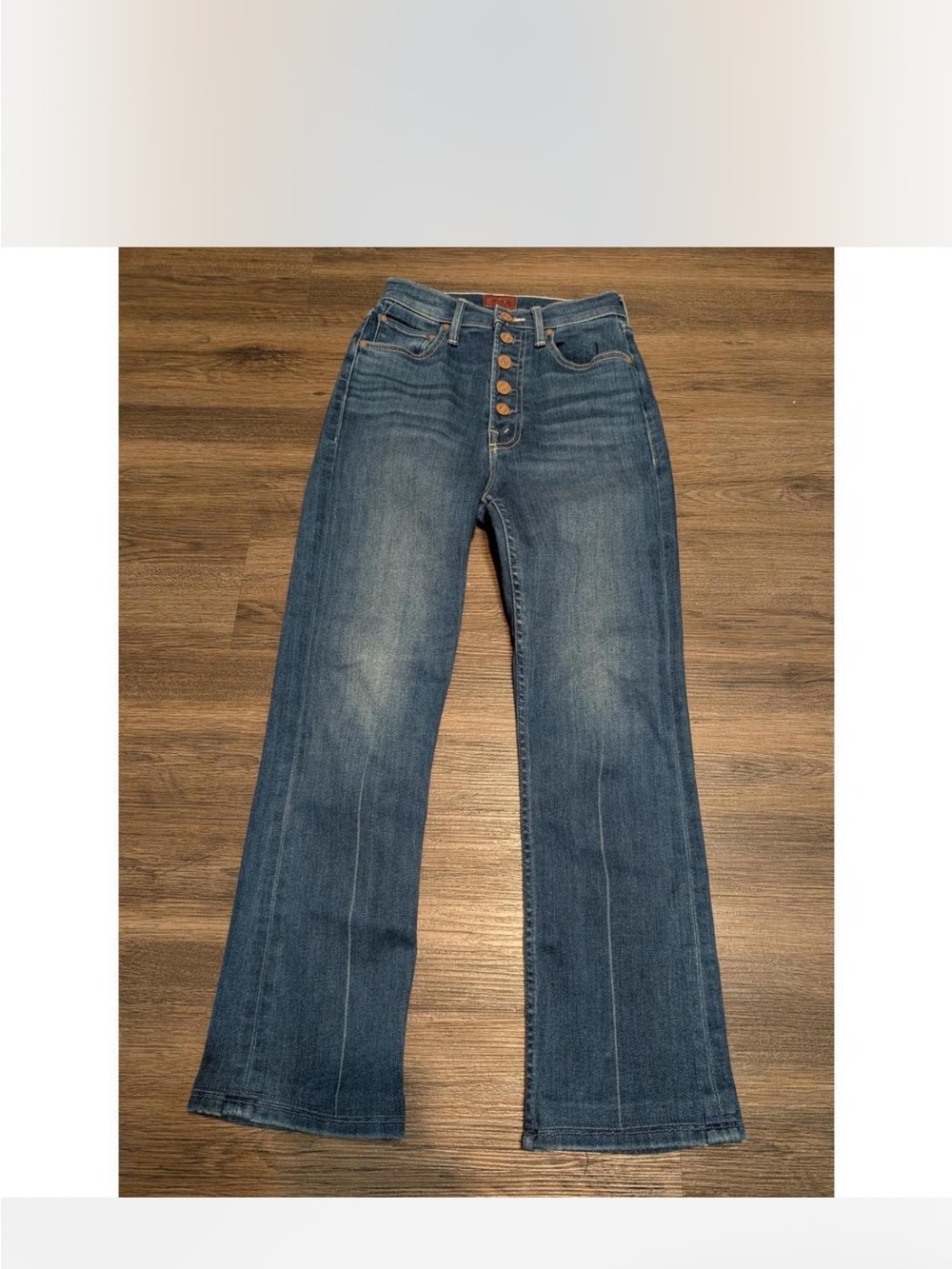 MOTHER High-Rise Button-Fly Flare Jeans - Denim Blue